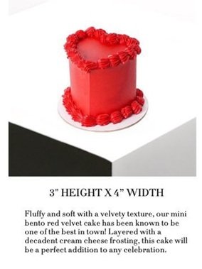 Velvet Heart Bento Cake With Transparent Box