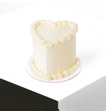 White Heart Cake With Transparent Box