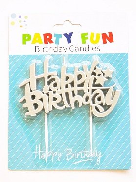 Happy Birthday Silver Candle