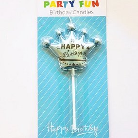 Happy Birthday Blue Crown Candle