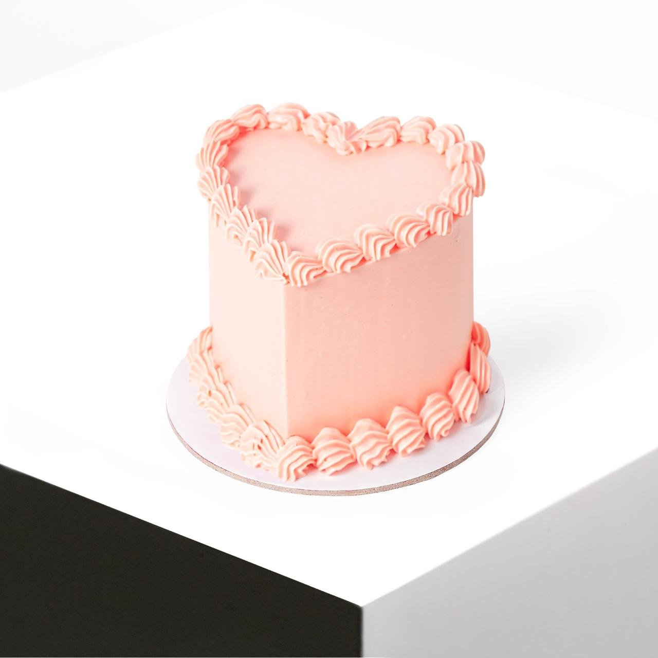 Pink Heart Bento Cake with Transparent Box 