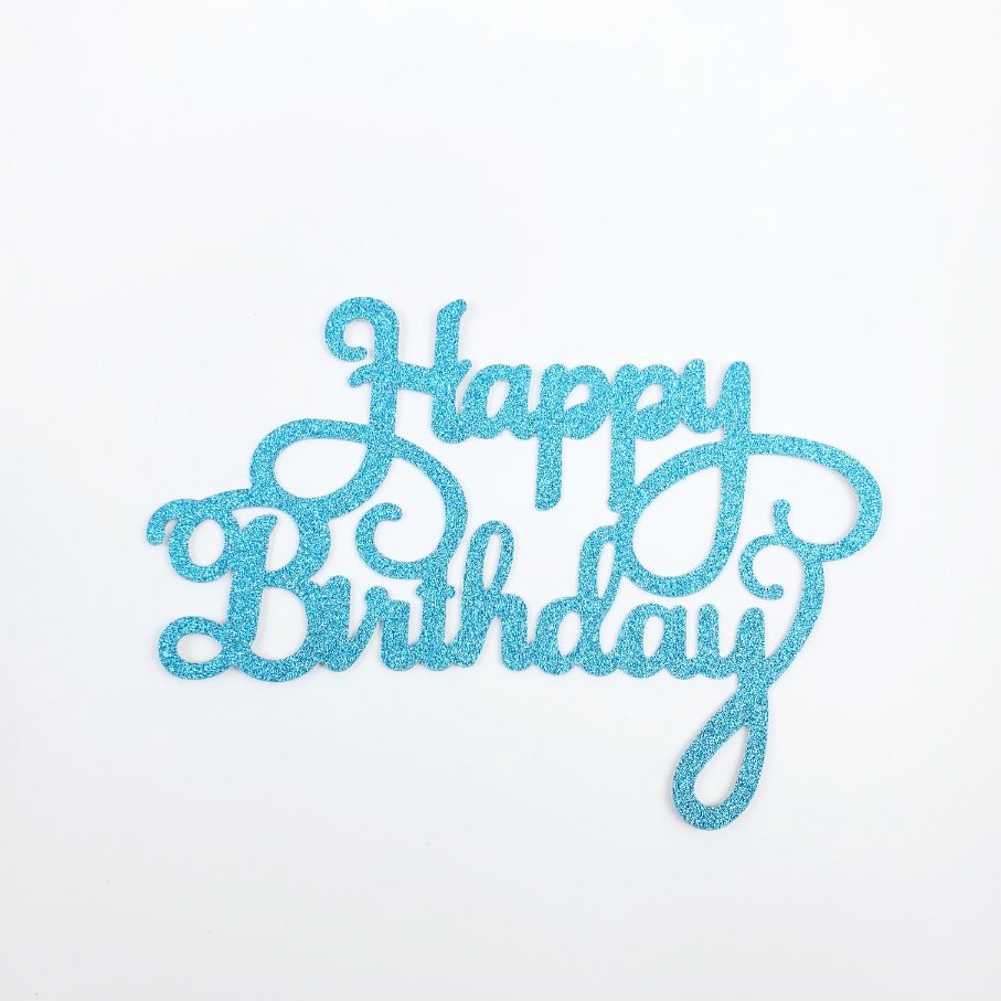 Happy Birthday Blue Glitter Topper 