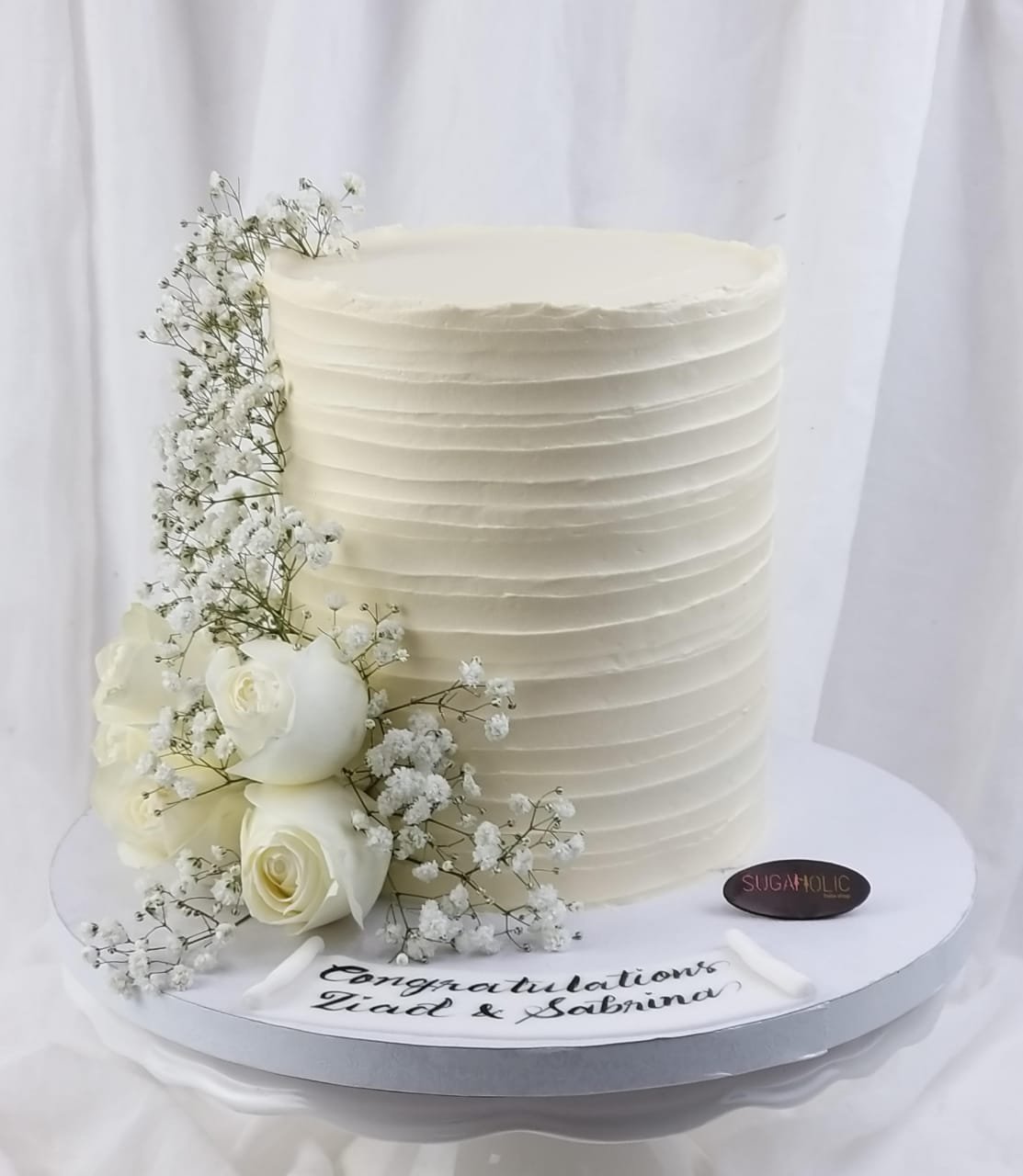 Elegant White Floral Buttercream Cake 