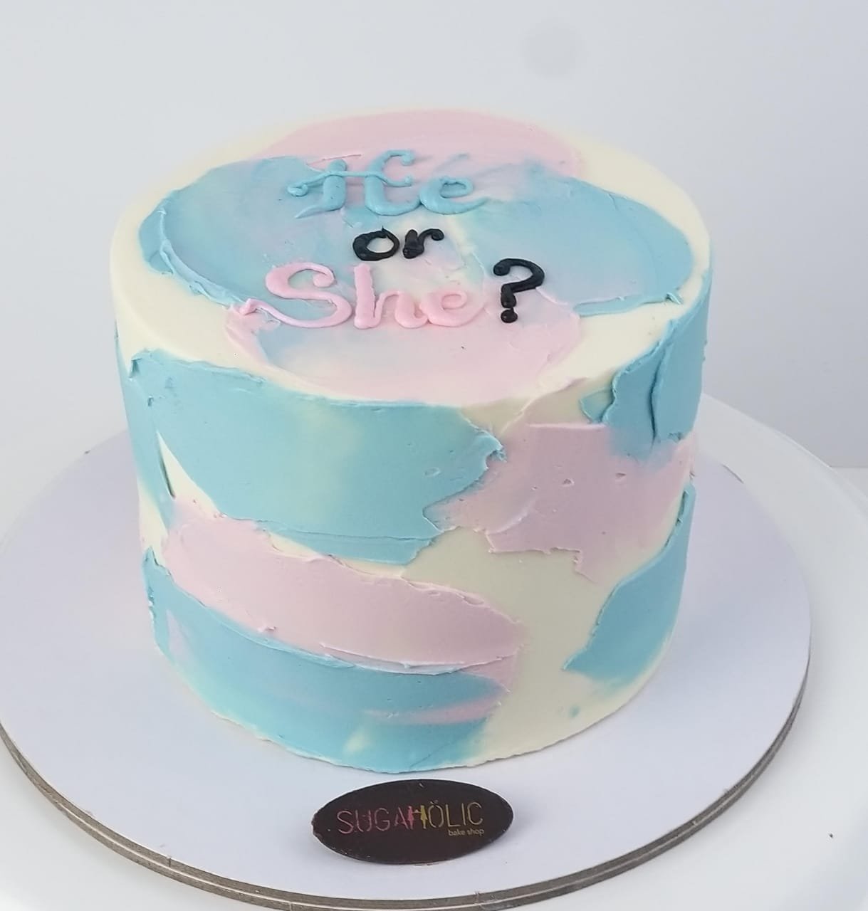 Gender Reveal Patches Buttercream Cake