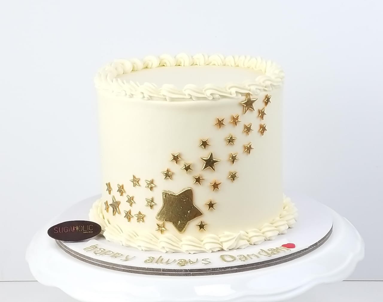  Gold Starry Starry  Stars  White Buttercream Cake