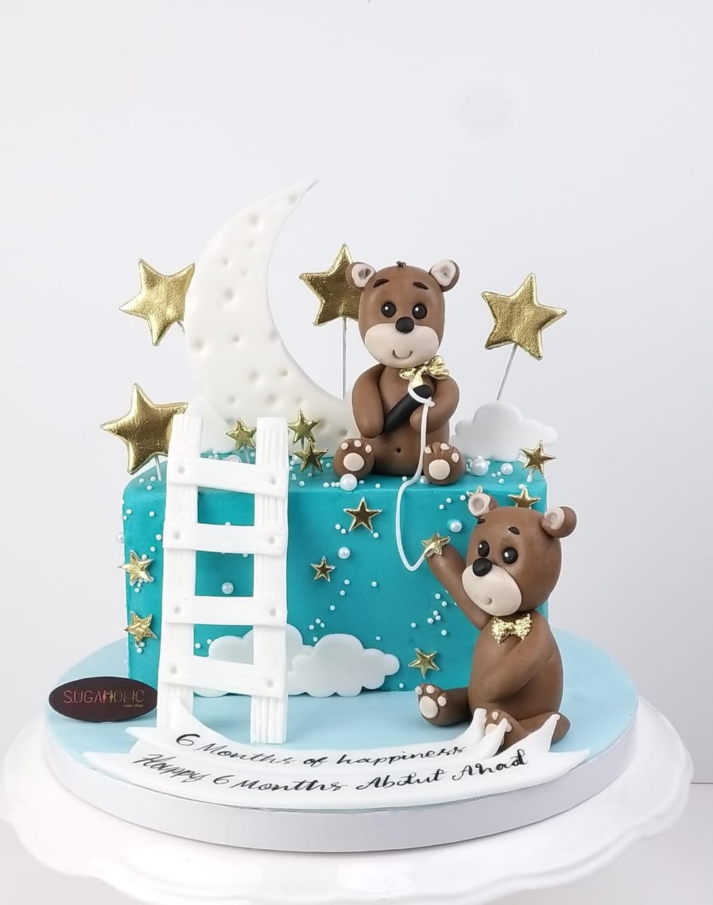 Half Way to One Blue Buttercream Cake 