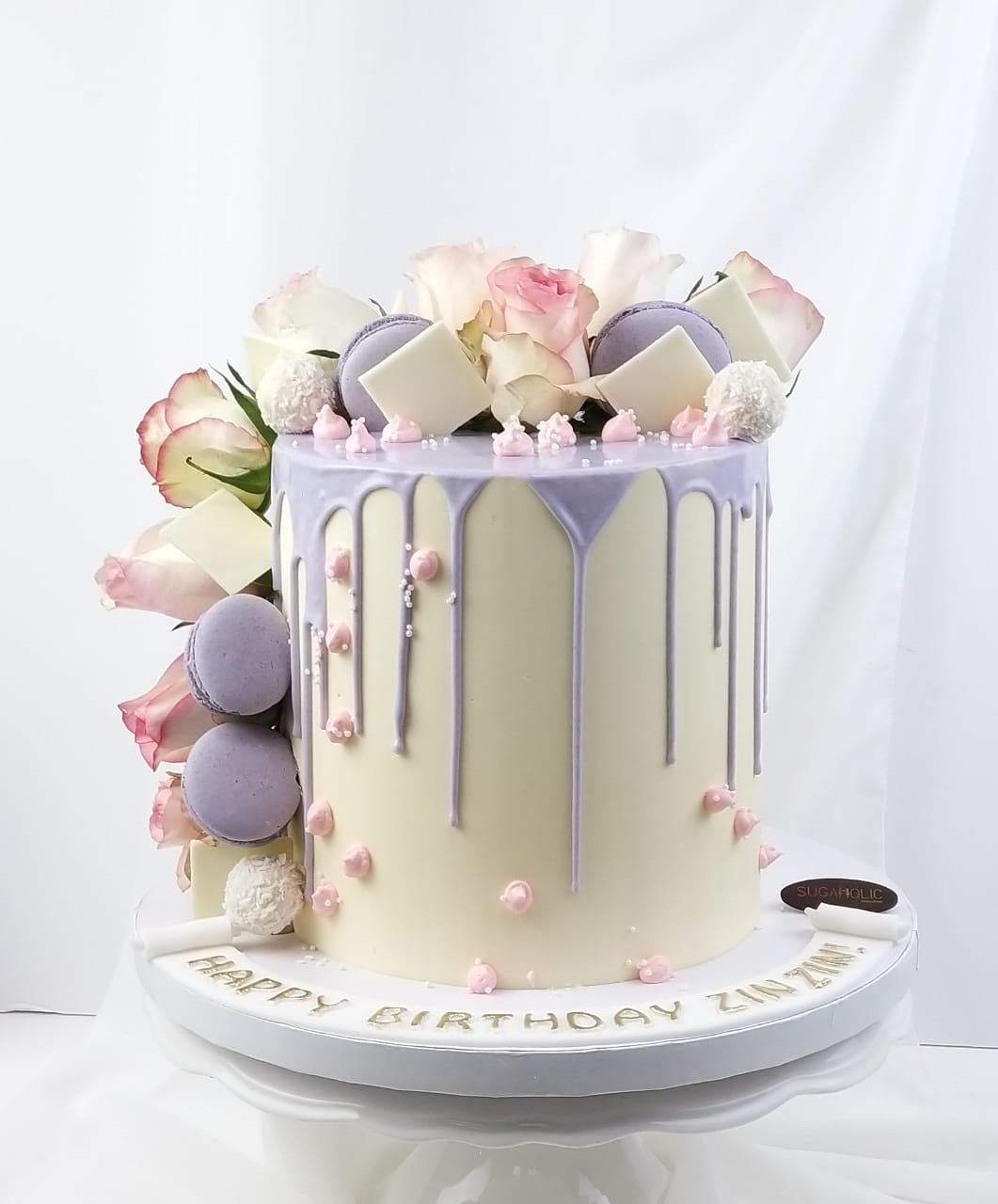 Lavander Dripping Floral Buttercream Cake