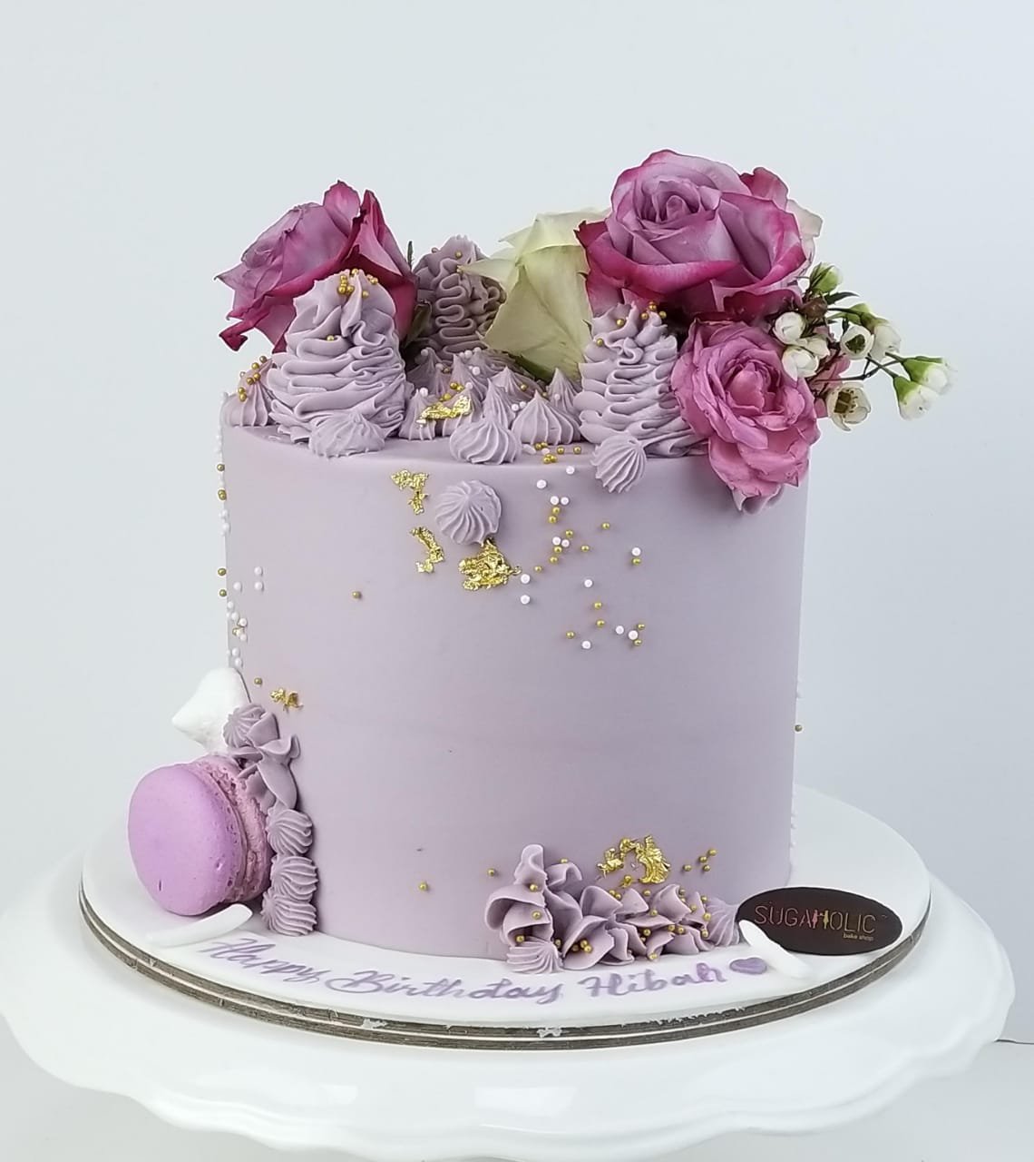 Purple Rose Cake with  Buttercream Swirls