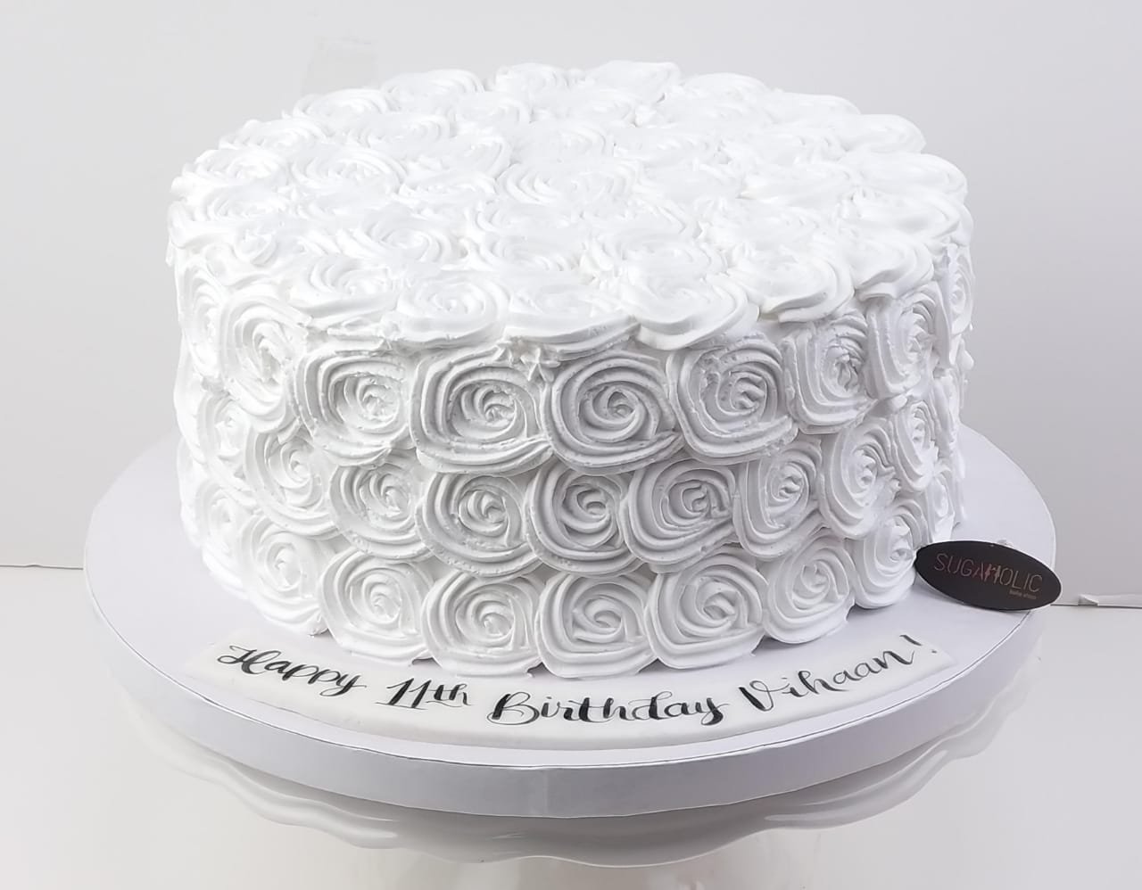 White Fresh cream Full  Rosette cake