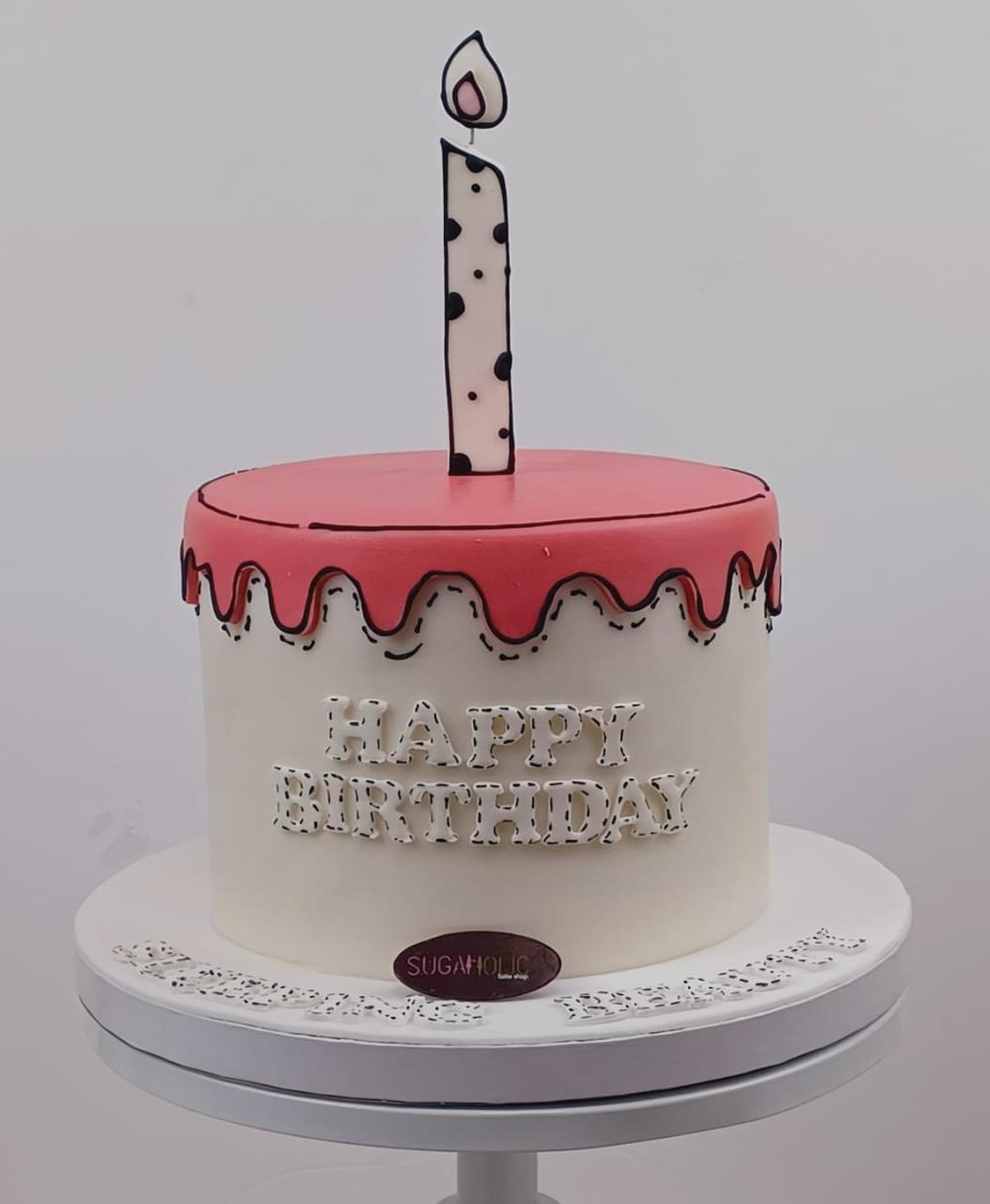 White and Pink Comic Cake