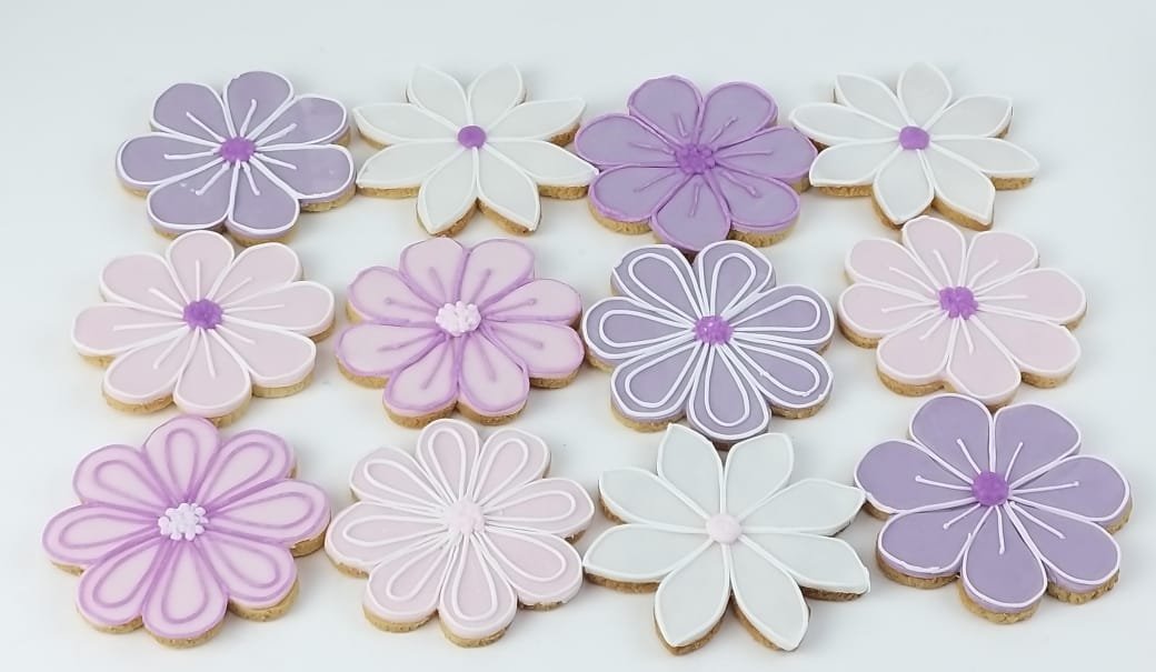 Purple-White-Pink Flower Shaped Cookies ( per piece)