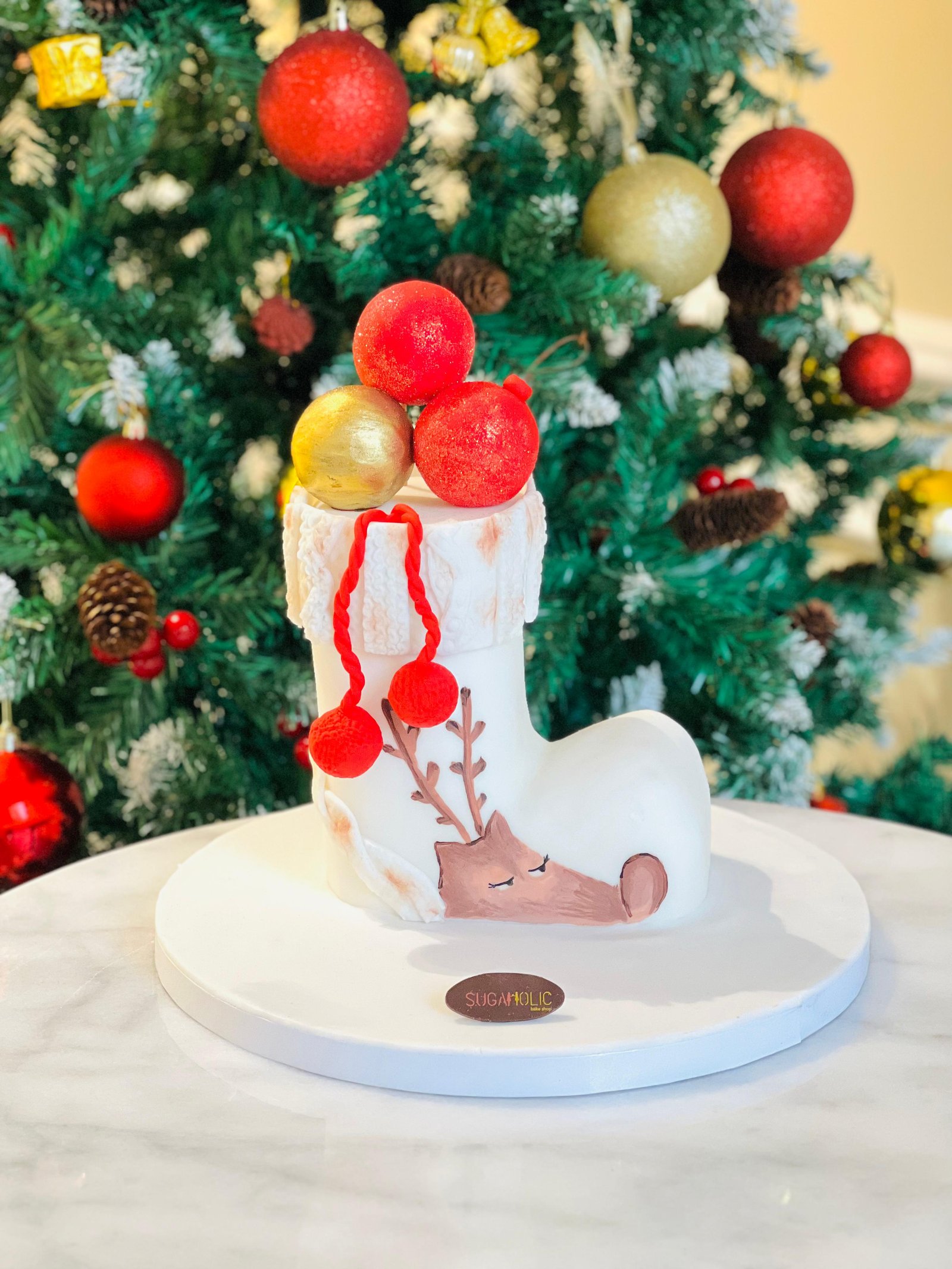 Christmas Reindeer Sock  Cake