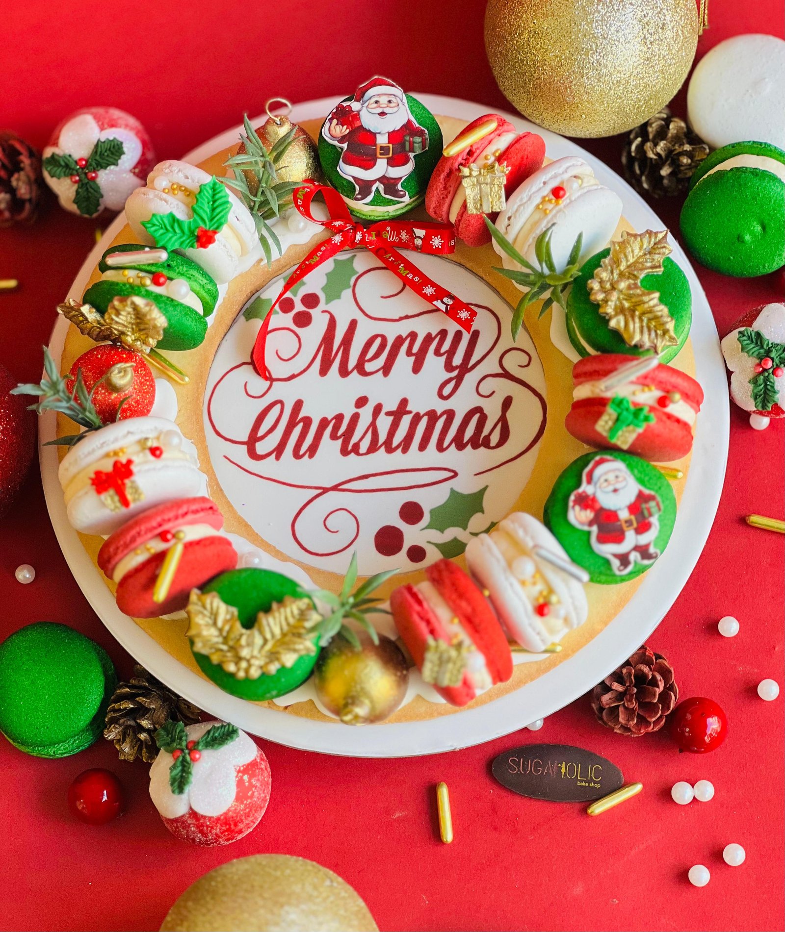 Christmas Wreath Macaroon Tray 