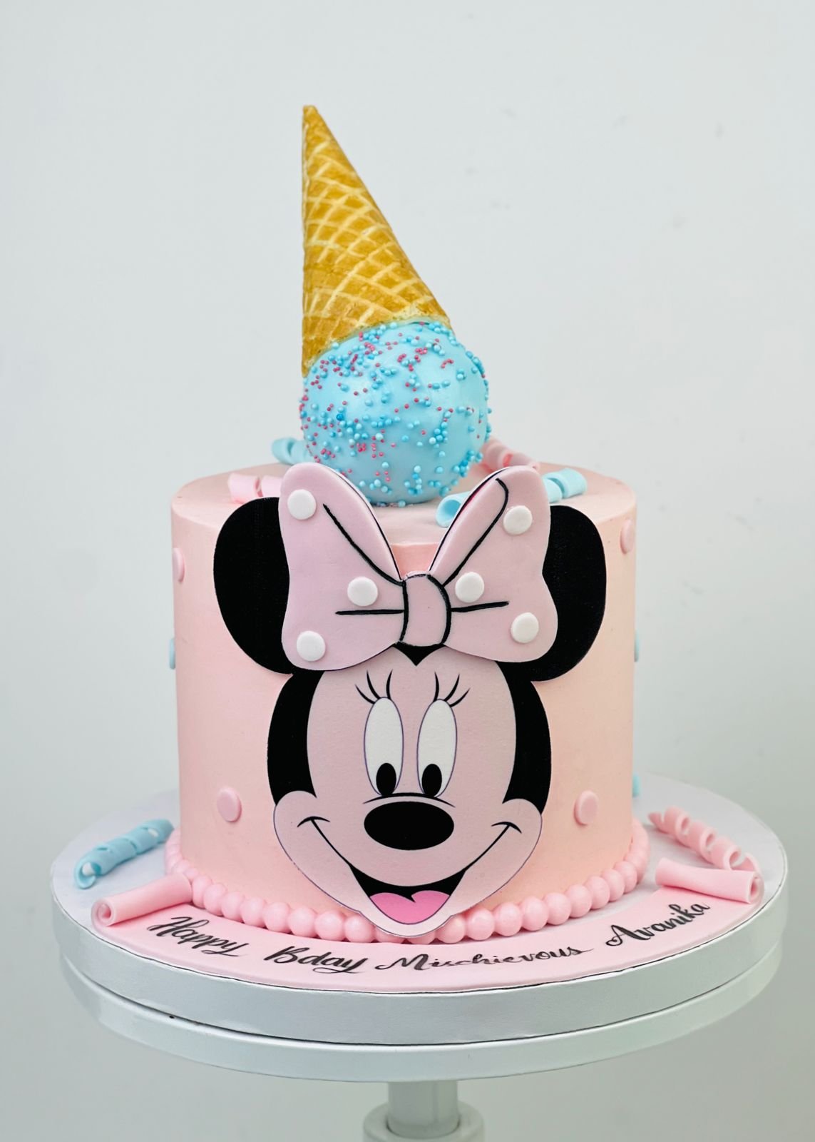 Minnie Mouse Pink Cone Cake