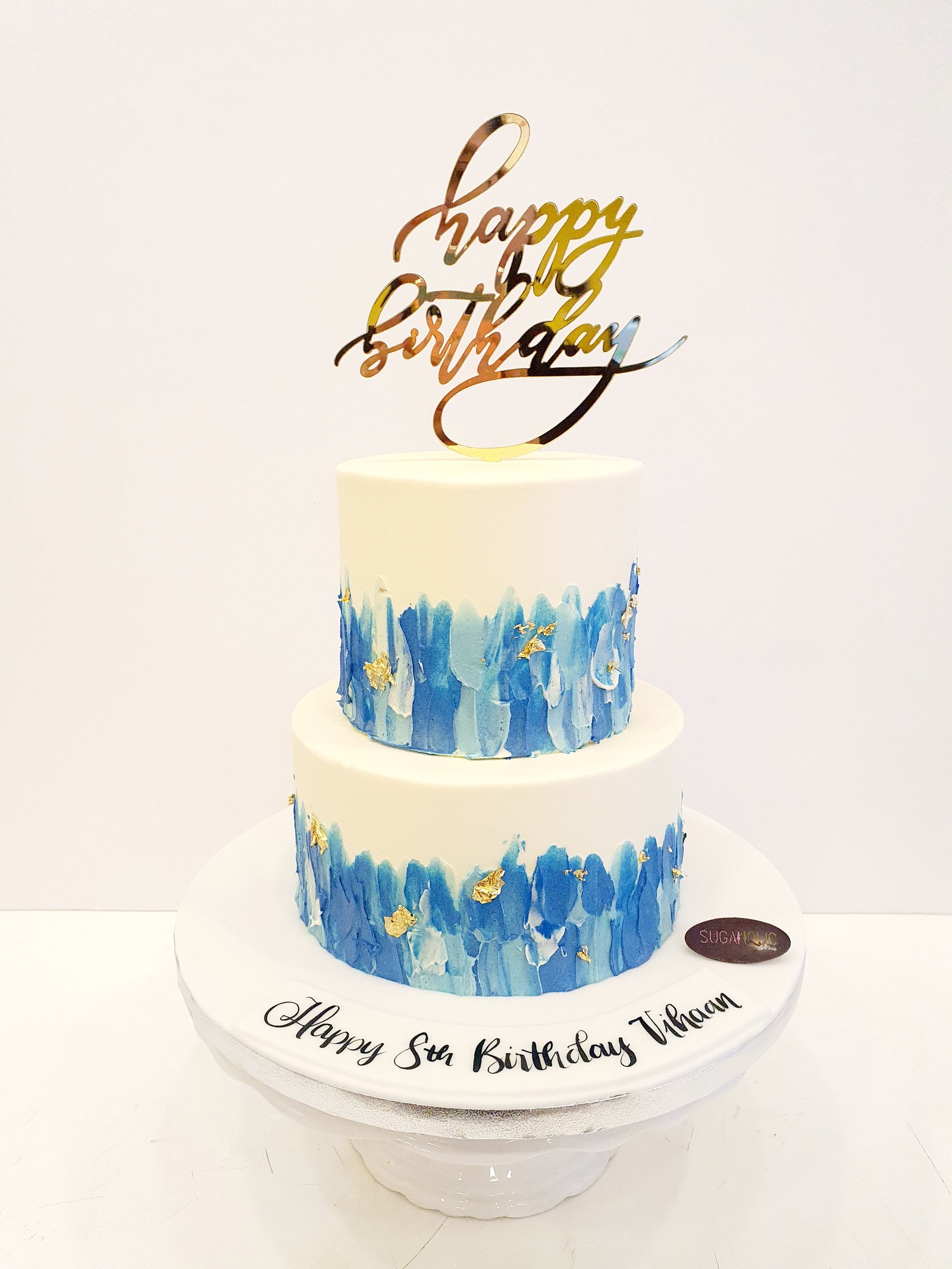 Blue Wave Buttercream Topper Cake 2 Tier