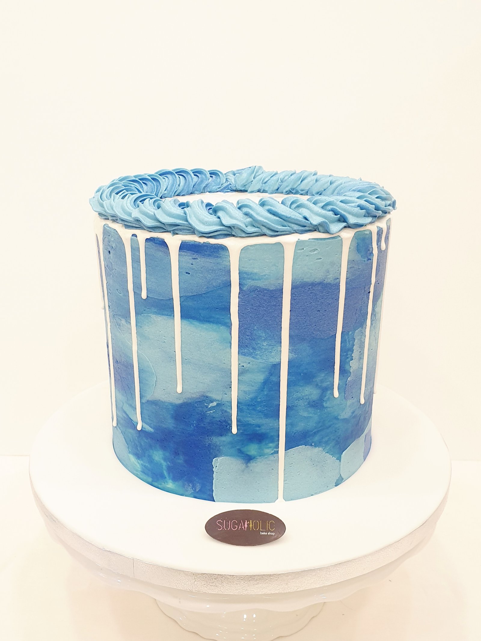 Blue Buttercream Dripping Cake