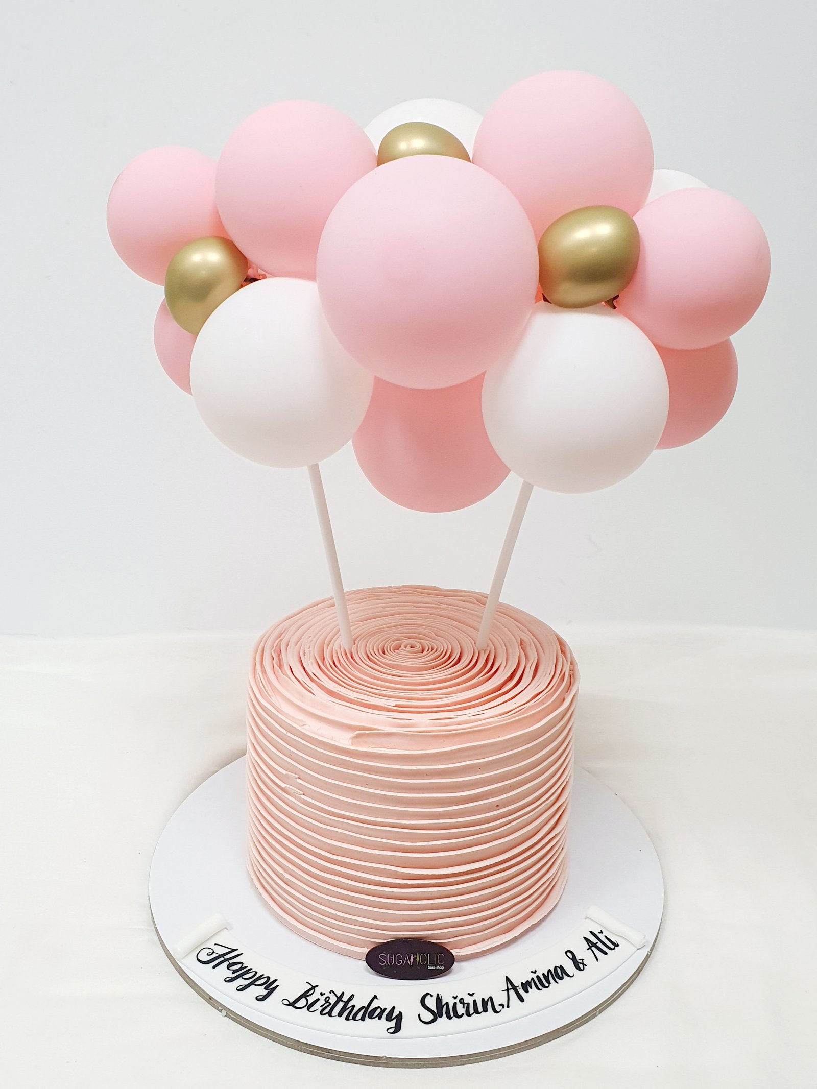 Pastel Pink Ruffles Balloon Cake