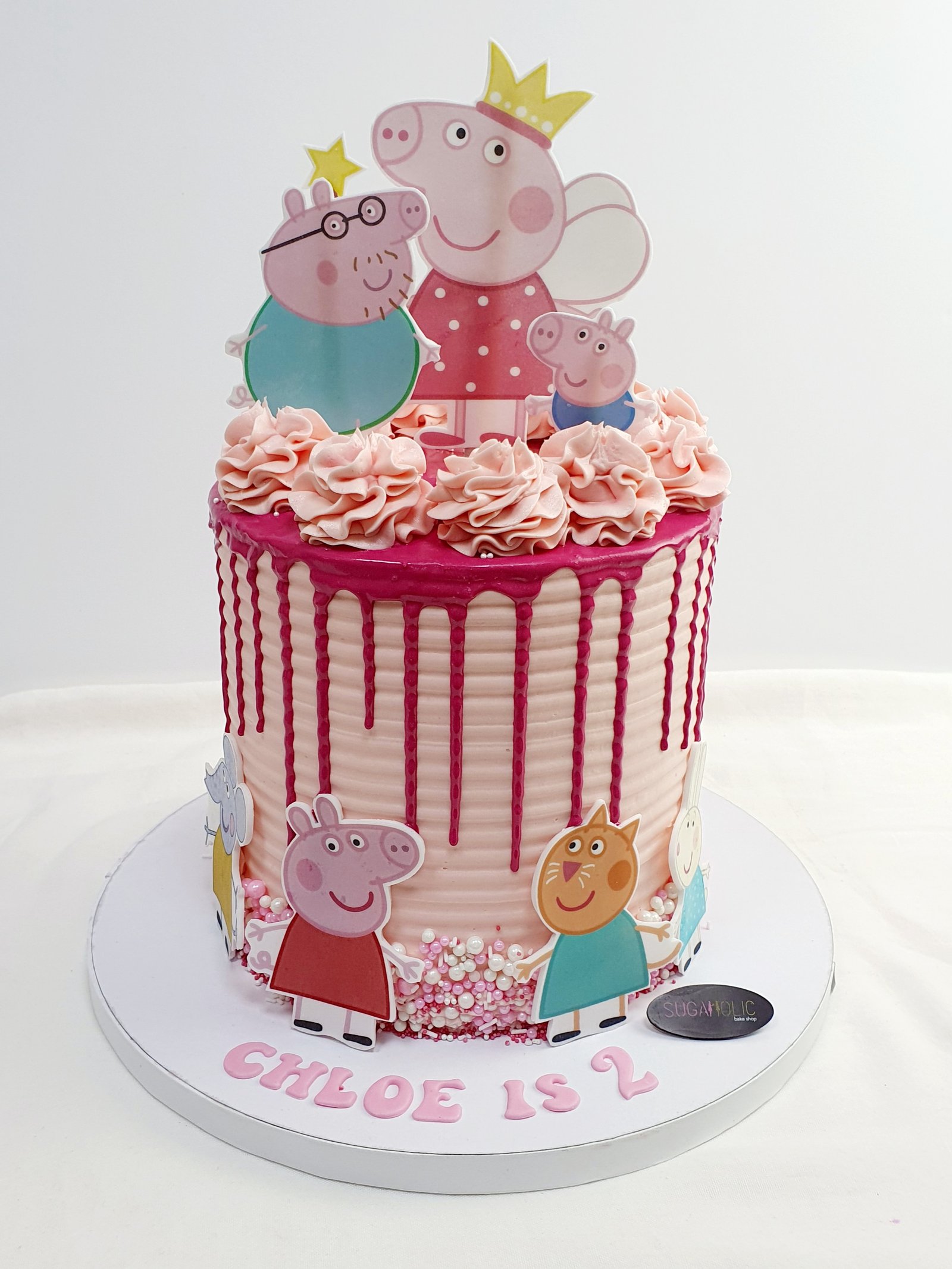 Peppa Pig Edible Print with Dripping Cake