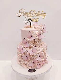 Pink Butterfly topper Buttercream Cake
