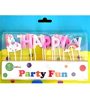 Happy Birthday Pink Rainbow Candle