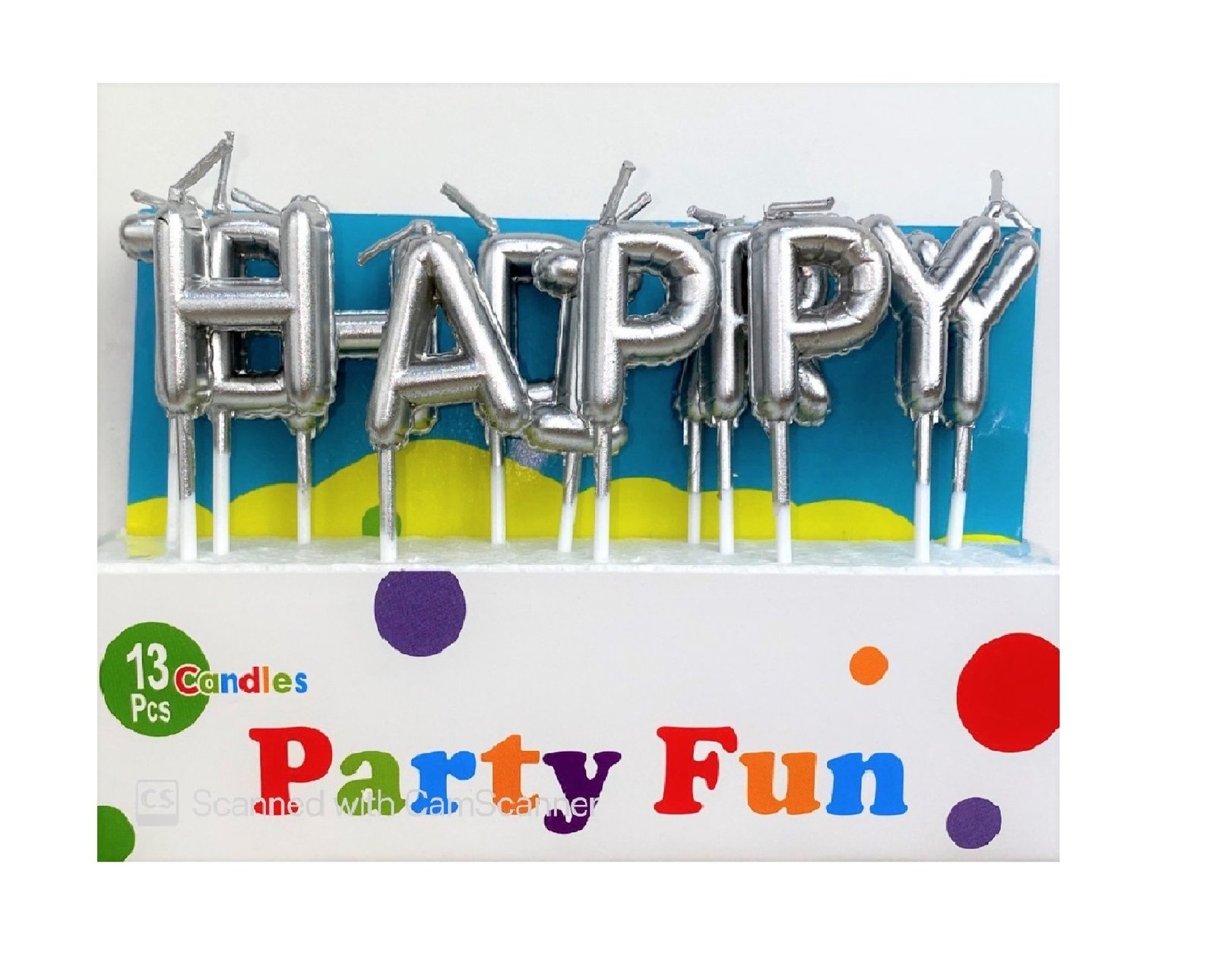 Happy Birthday Silver Candles (individual letters)