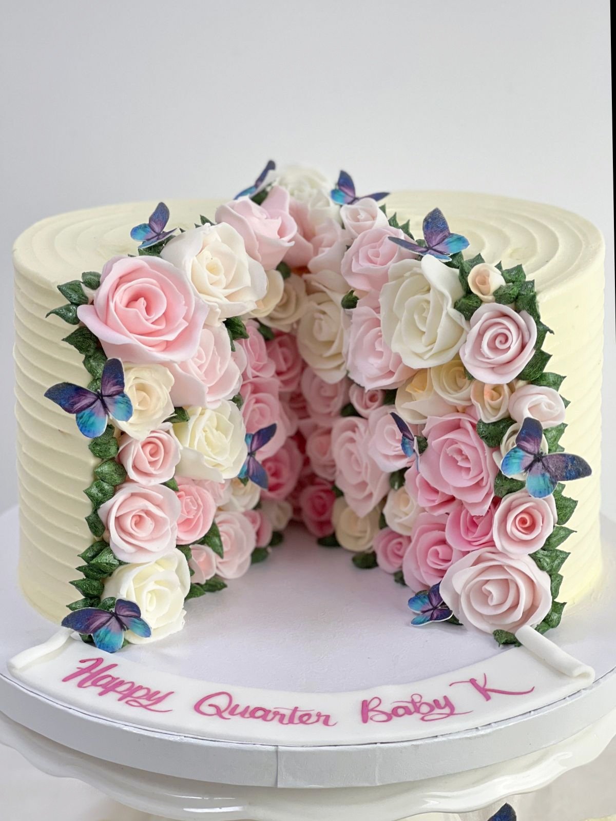Floral Cake with Butterfly Prints