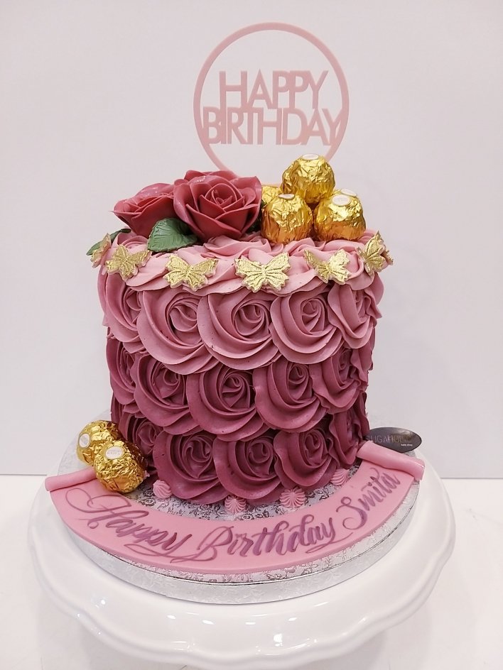 Ombre Rosettes Butterfly topper Cake 