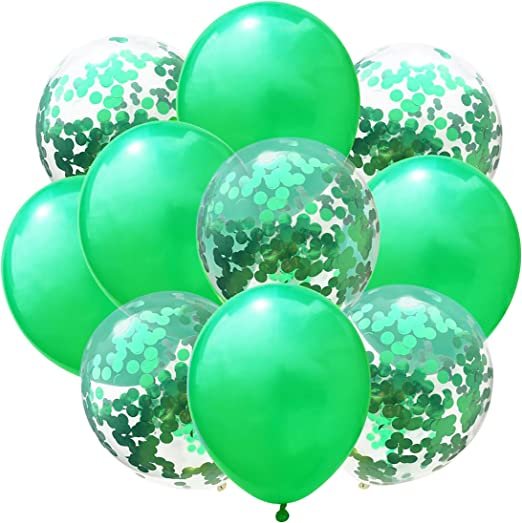 Chrome Green and Green Confetti Balloon